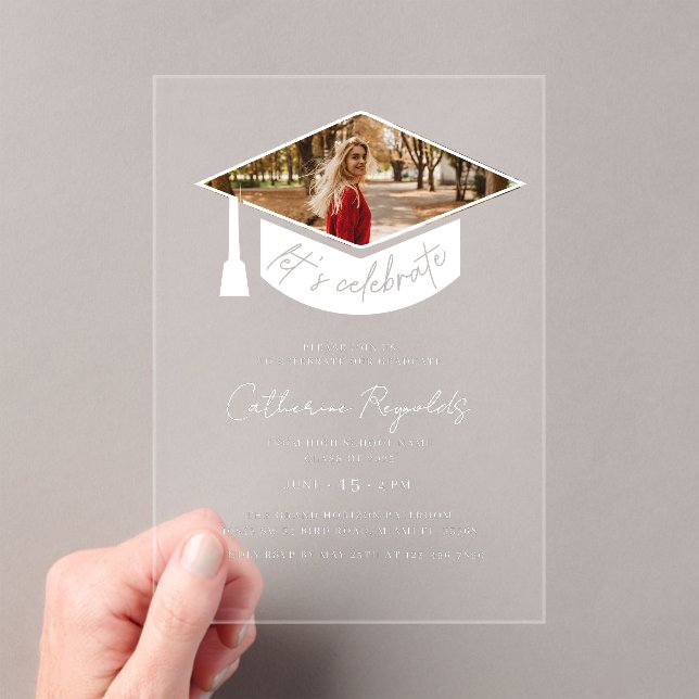 Modern Photo Graduation Party Acrylic Invitations (Insitu (Handheld))