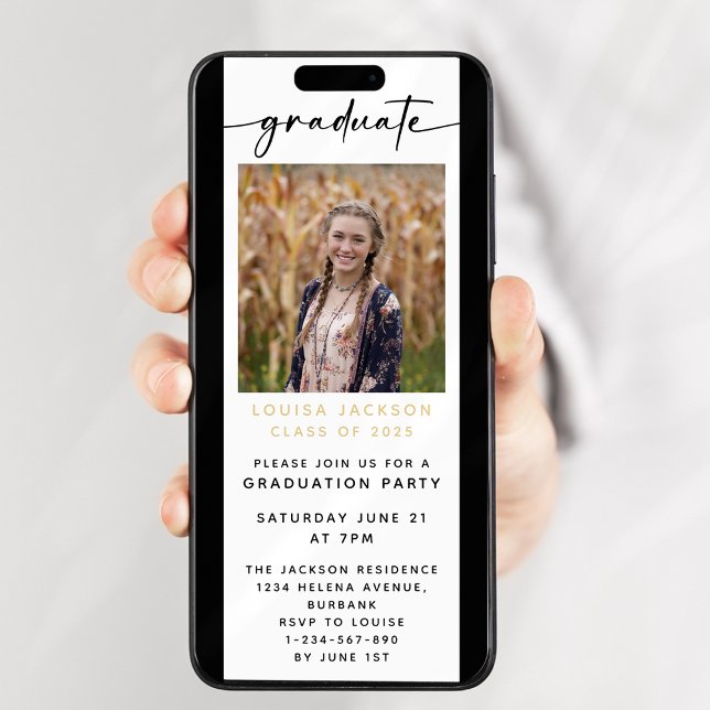 Modern Photo Graduation Party Digital Evite Invitation (Creator Uploaded)