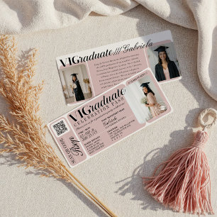 Modern Photo Graduation Party Event Ticket QR Code Invitation