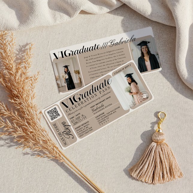 Modern Photo Graduation Party Event Ticket QR Code Invitation (Modern Photo Graduation Party Event Ticket QR Code Invitation)