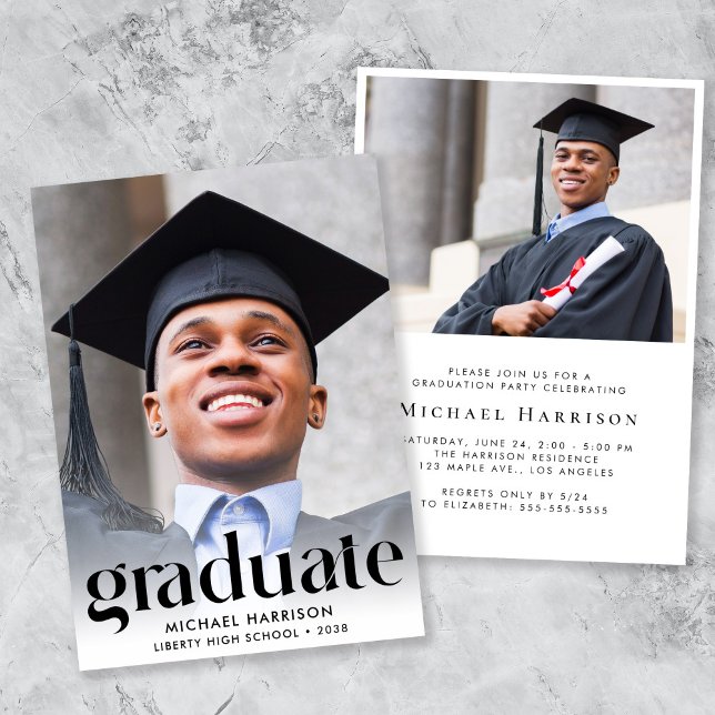 Modern Photo Graduation Party Invitation (Modern Photo Graduation Party Invitation)