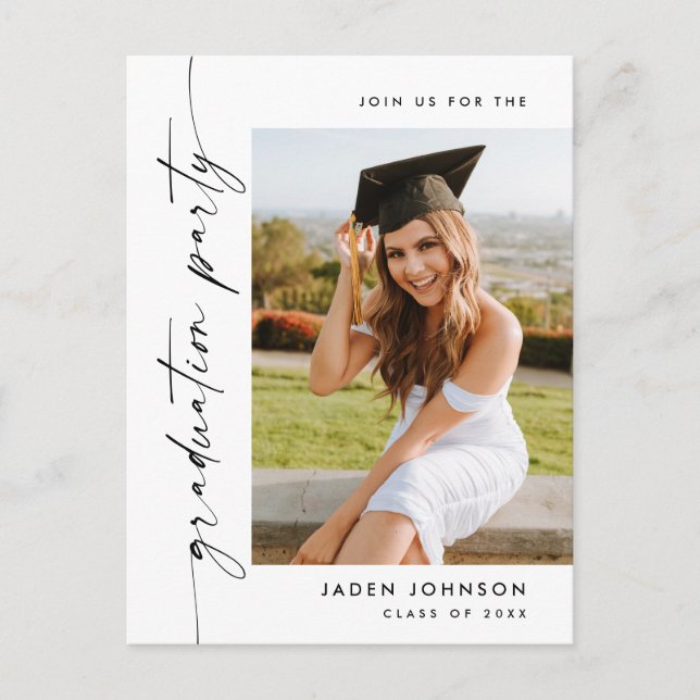 Modern PHOTO Graduation Party Invitation Postcard (Front)
