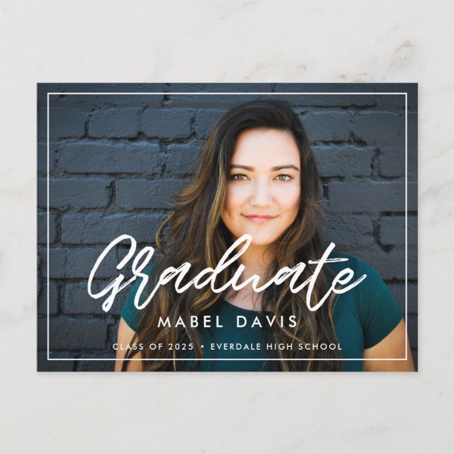 Modern Photo graduation party invitation Postcard (Front)