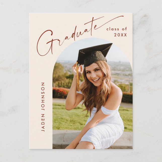 Modern PHOTO Graduation Party Invitation Postcard (Front)