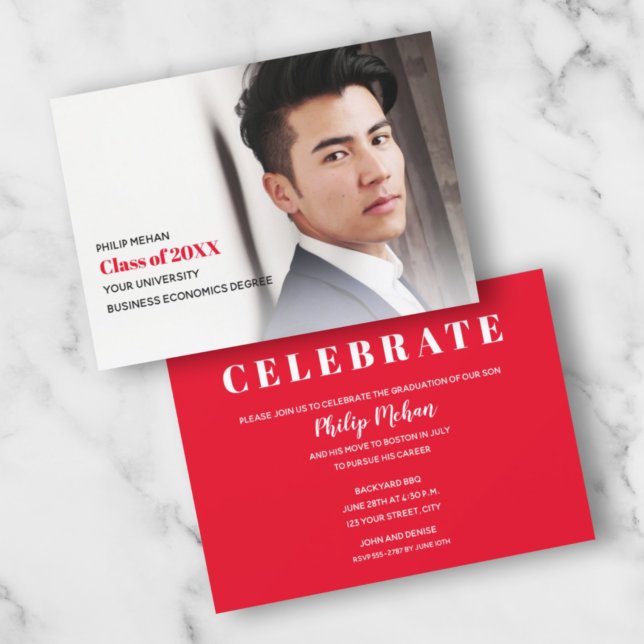 Modern Photo Graduation Party Invitations (Creator Uploaded)