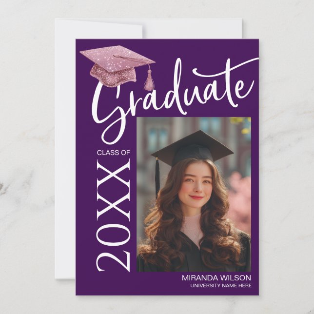 Modern Photo Graduation Party Invite Announcement (Front)