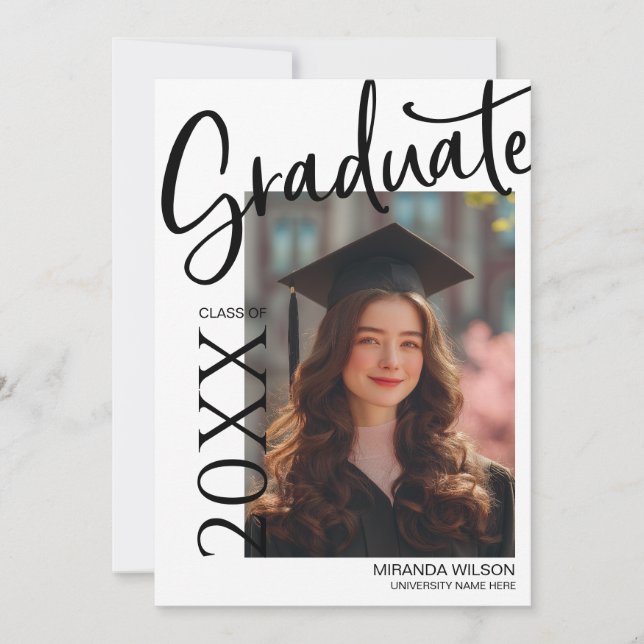 Modern Photo Graduation Party Invite Announcement (Front)