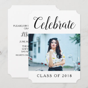 Modern Photo Graduation Party Invite White