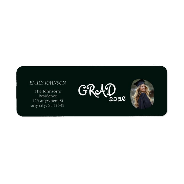 Modern Photo Graduation Party Return Address Label (Front)
