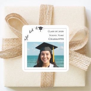 Modern photo Graduation Party Square Sticker