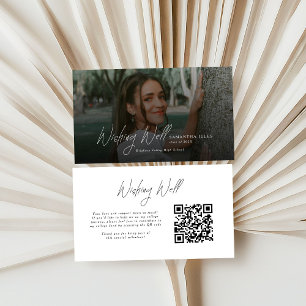 Modern Photo Graduation QR Code Wishing Well Enclosure Card