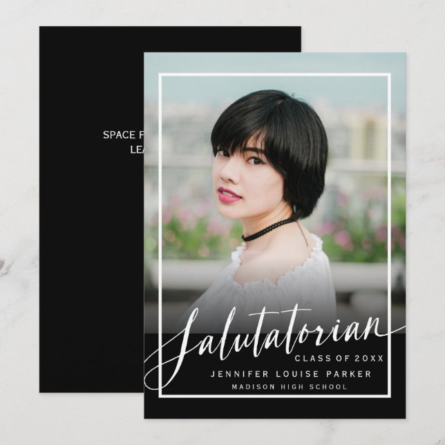 Modern Photo Graduation Salutatorian V2 Announcement (Front/Back)