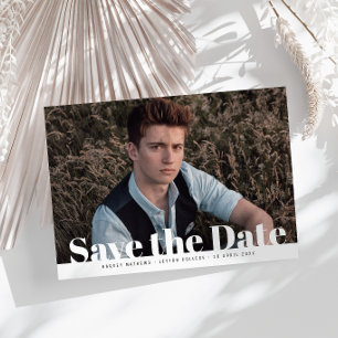 Modern photo graduation save the date postcard