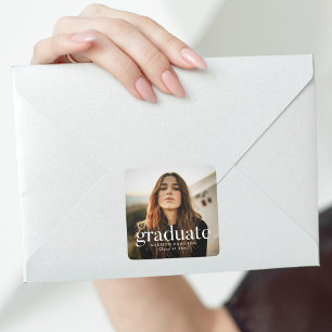 Modern Photo Graduation Square Sticker