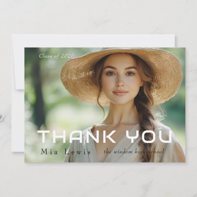 Modern Photo Graduation Thank You Card (Front)