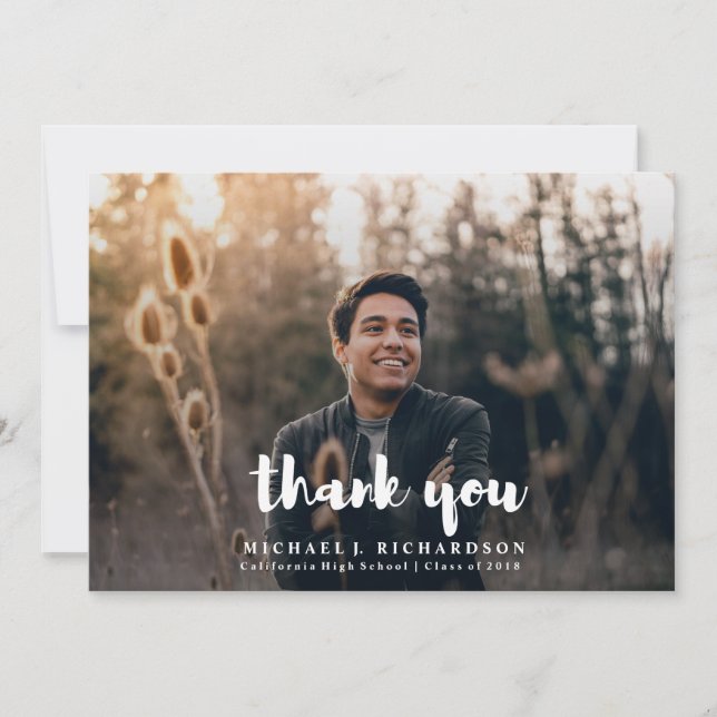 Modern Photo Graduation Thank YOU Card (Front)