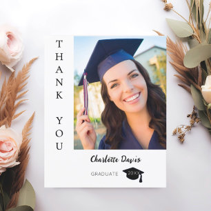 Modern photo graduation thank you card