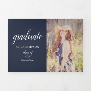 Modern Photo Graduation Tri-Fold Announcement