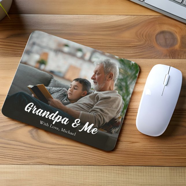 Modern Photo Grandpa and Me Custom Mouse Mat (Grandpa and Me personalized mouse pad)