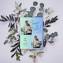 Modern photo green blue gradient save the date