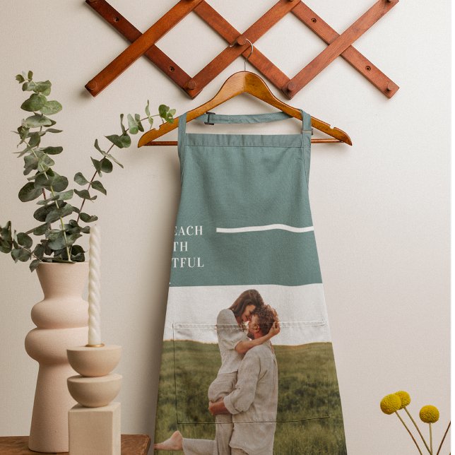 Modern Photo Green Family Lovely Gift Apron (Creator Uploaded)