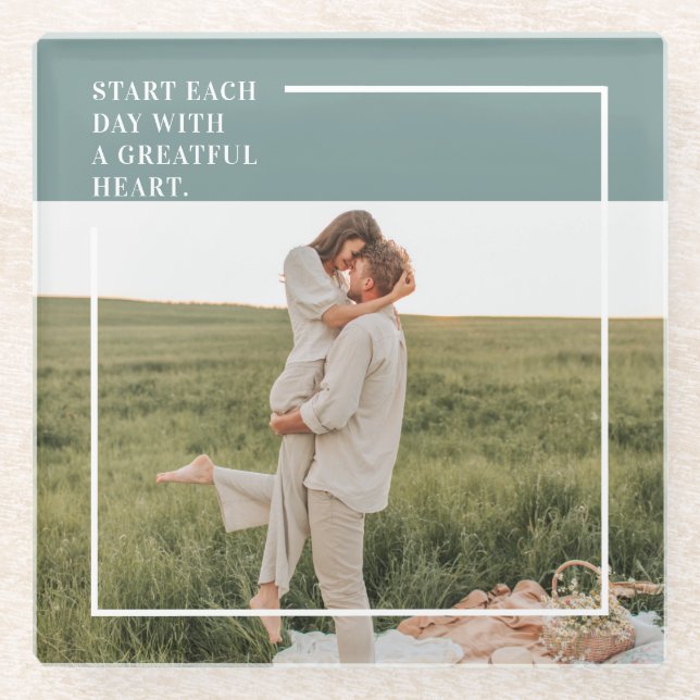 Modern Photo Green Family Lovely Gift Glass Coaster (Front)