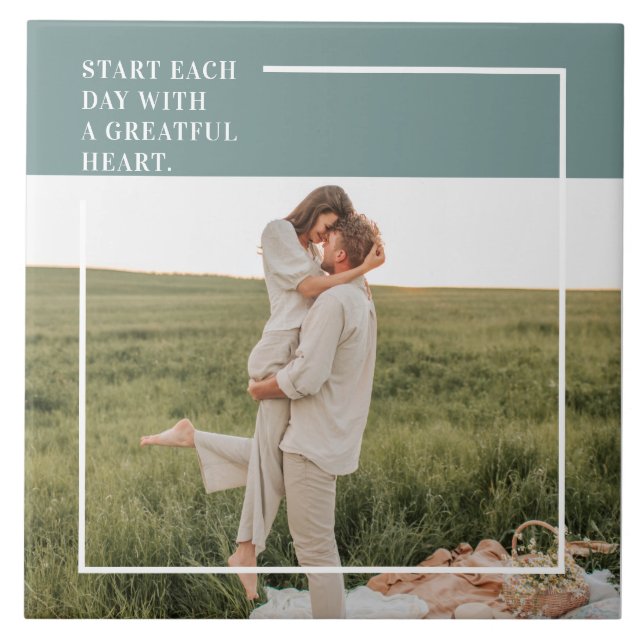 Modern Photo Green Family Lovely Gift Tile (Front)