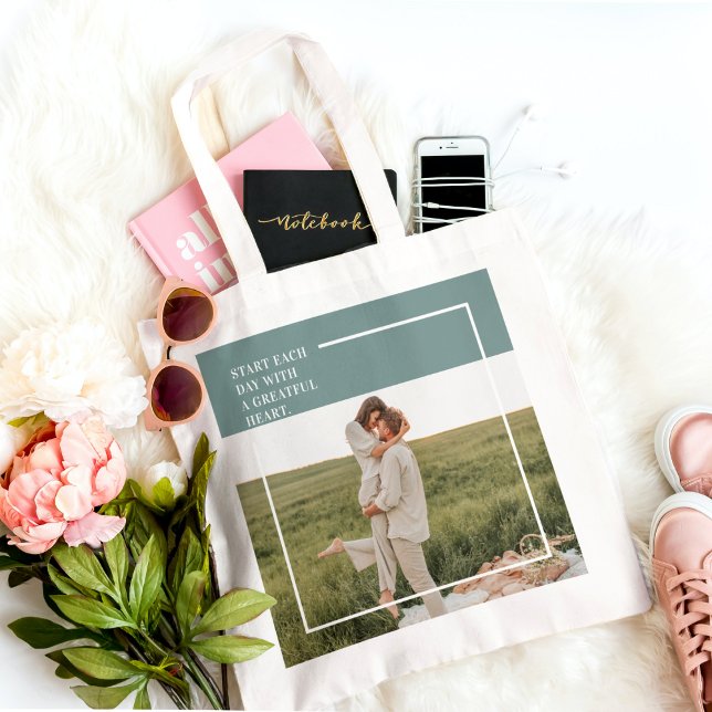 Modern Photo Green Family Lovely Gift Tote Bag (Creator Uploaded)