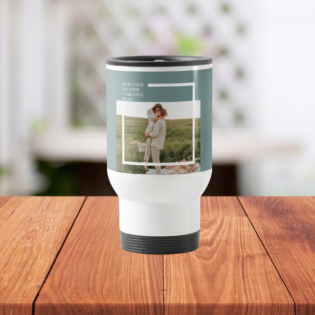 Modern Photo Green Family Lovely Gift Travel Mug (Creator Uploaded)