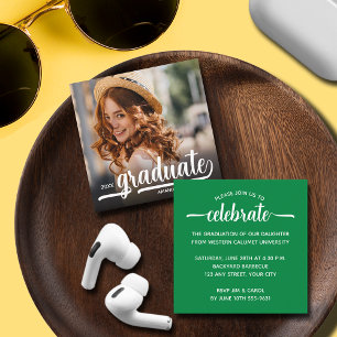 Modern Photo Green Graduation Party Enclosure Card