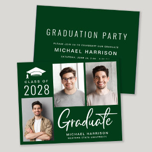 Modern Photo Green Graduation Party Invitation