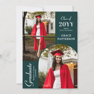 Modern Photo Green White Graduation Announcement