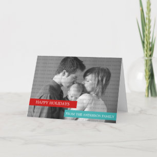 Modern Photo Greeting Card (Red/Teal)
