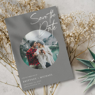 Modern Photo Grey Save The Date