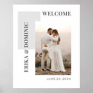 Modern Photo Grey Welcome Wedding Sign