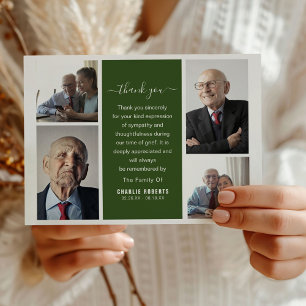 Modern Photo Grid Memorial   Funeral Thank You Card
