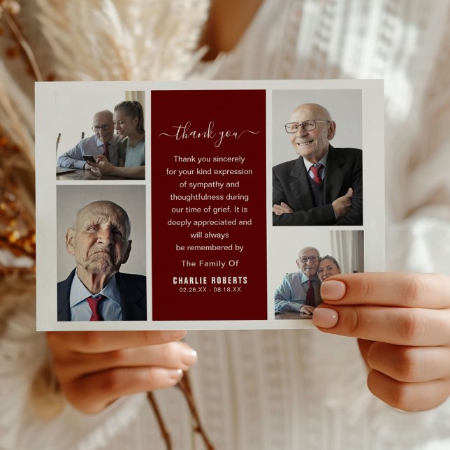 Modern Photo Grid Memorial | Funeral Thank You Card (Creator Uploaded)
