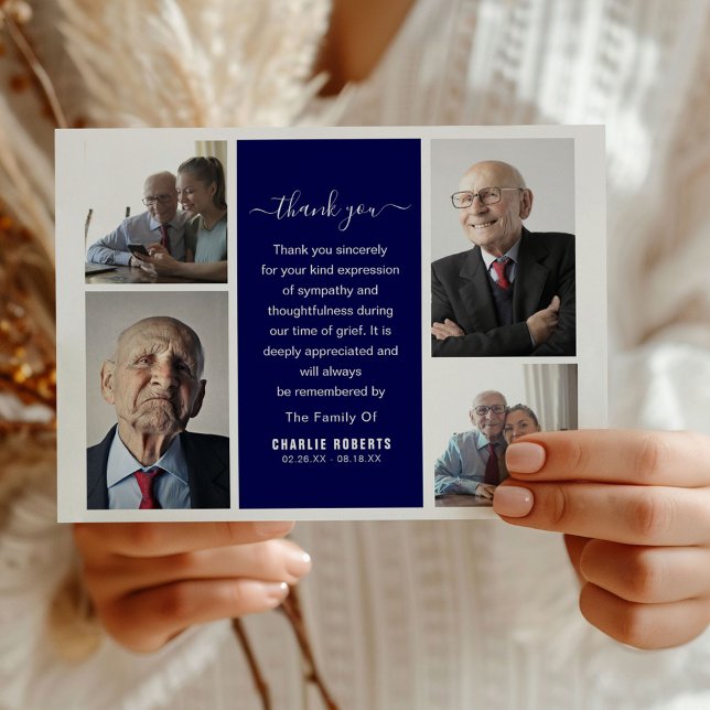 Modern Photo Grid Memorial | Funeral Thank You Card (Creator Uploaded)