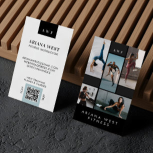 Modern Photo Grid Personal Trainer Fitness Coach Business Card
