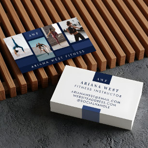 Modern Photo Grid Personal Trainer Fitness Coach Business Card