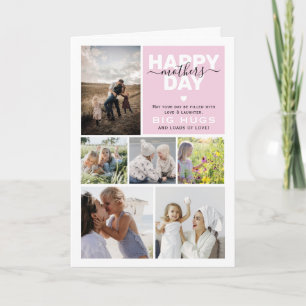 Modern Photo Grid & Text Happy Mothers Day Card