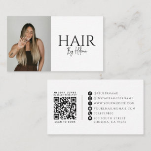 Modern Photo Hair Stylist QR Code Business Card