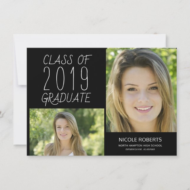 Modern Photo Hand Lettered Graduation Party Invite (Front)