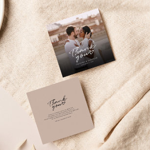 Modern Photo Hand-Lettered Wedding Thank You Card