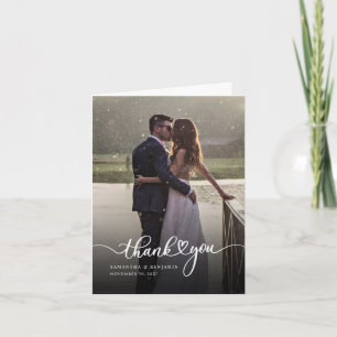 Modern Photo Hand-Lettered Wedding Thank You Note Card