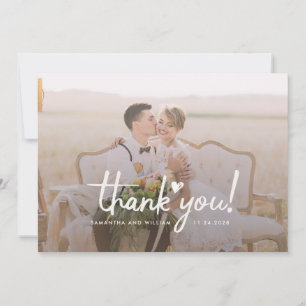 Modern Photo Handwritten Wedding Thank You Card
