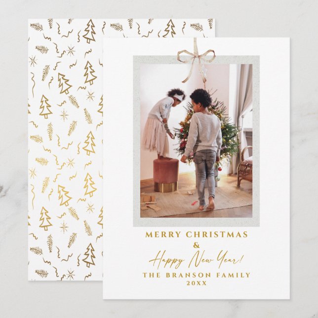 Modern Photo Happiest Merry Christmas  Holiday Card (Front/Back)