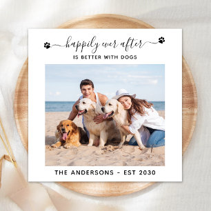 Modern Photo Happily Ever After Dog Pet Wedding Napkin