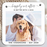 Modern Photo Happily Ever After Dog Pet Wedding Square Paper Coaster<br><div class="desc">Happily Ever After Is Better With A Dog! Add the finishing touch to your wedding with these cute custom photo wedding coasters . Perfect for your wedding after party and reception. Customise these photo coasters with your favourite wedding photo, dog of honours photo, or your newlywed photo with your dog,...</div>