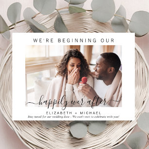 Modern Photo Happily Ever After Engagement Announcement